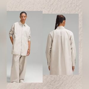 LULULEMON LAB Jacquard Relaxed-Fit Shirt In Leopardo Jacquard MED Dove Grey SZ 8